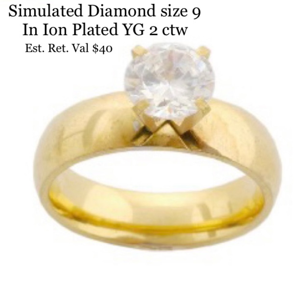 COPY - Simulated Diamond Size 9 in  Stainless Steel and Ion Plated YG